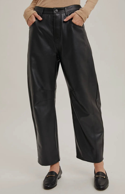 Leather Barrel Pants