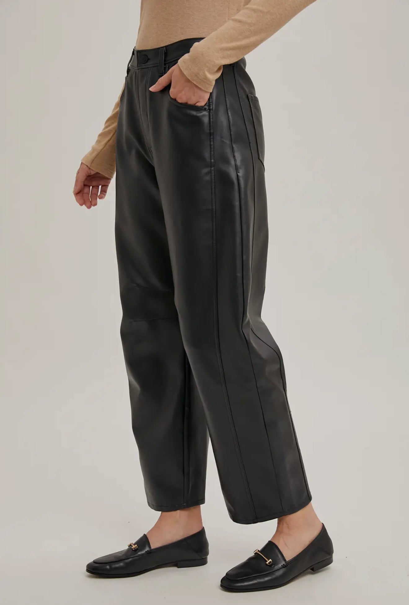 Leather Barrel Pants