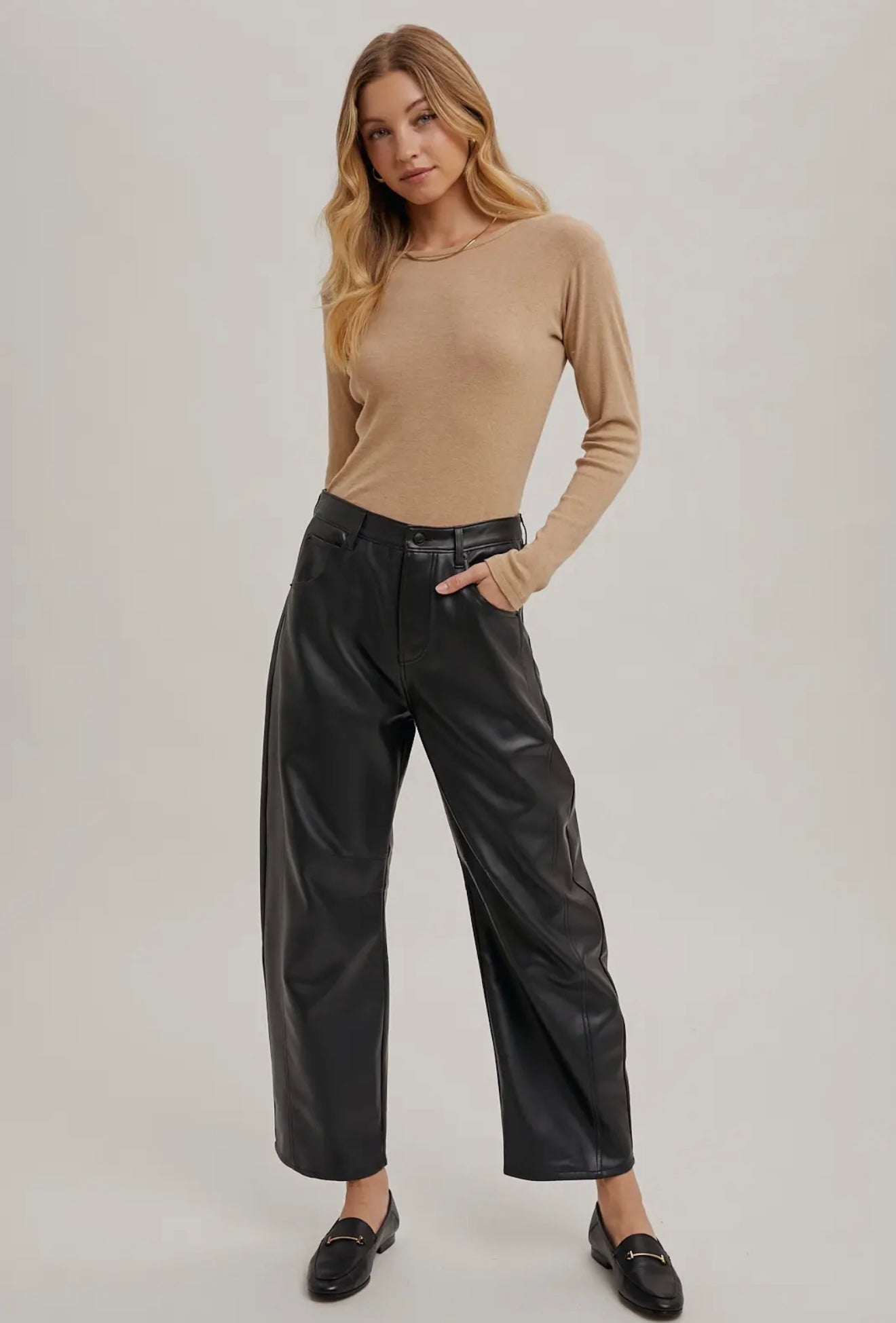 Leather Barrel Pants