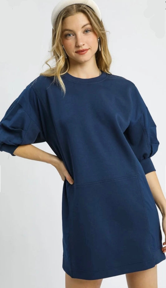 Puff Sleeve Sweatshirt Dress