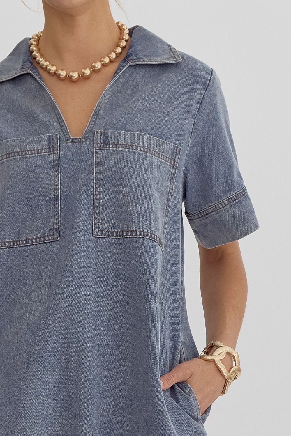 Collared Denim Dress