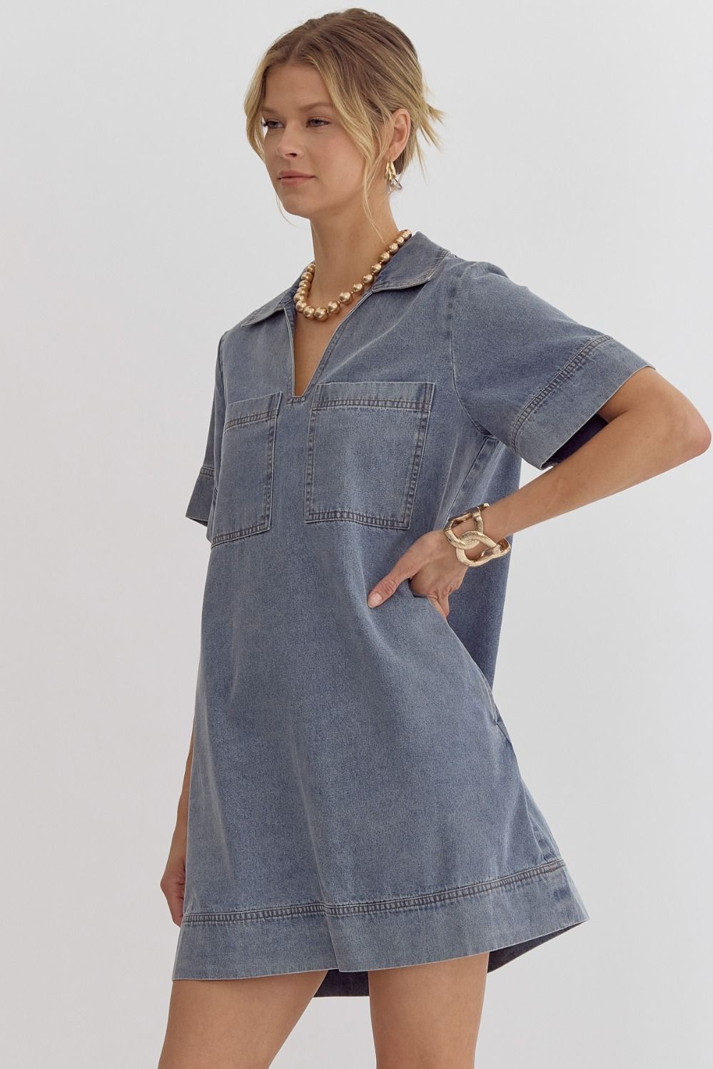 Collared Denim Dress