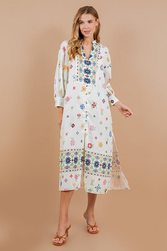 Embroidery Print Dress