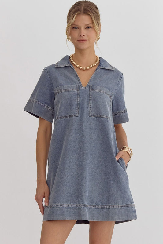 Collared Denim Dress